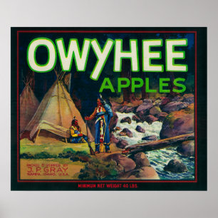 Owyhee Apple Kiste LabelNampa, Identifikation Poster