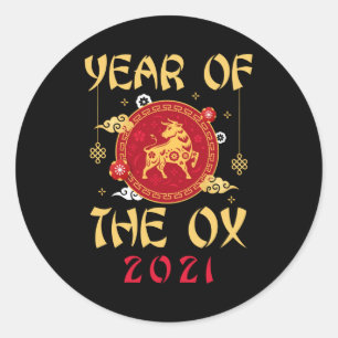 Ox Chinese Zodiac Runder Aufkleber
