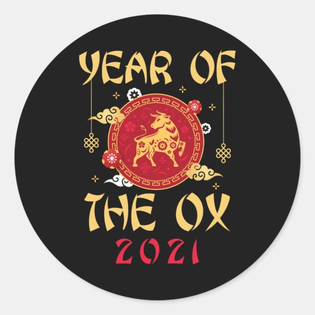 Ox Chinese Zodiac Runder Aufkleber (Vorderseite)