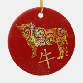 OX Chinesisches Sternzeichen für Horoskop Keramik Ornament