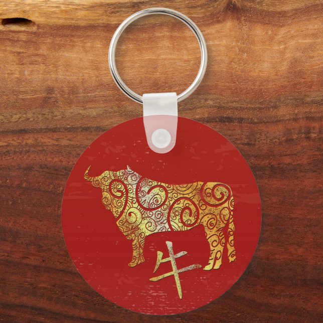 OX Chinesisches Sternzeichen für Horoskop Schlüsselanhänger (Vorderseite)