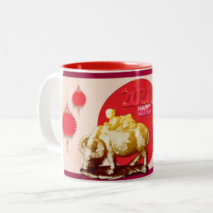 OX Kid Lantern Kirsche Blüten Chinesisch Neujahr 1 Zweifarbige Tasse