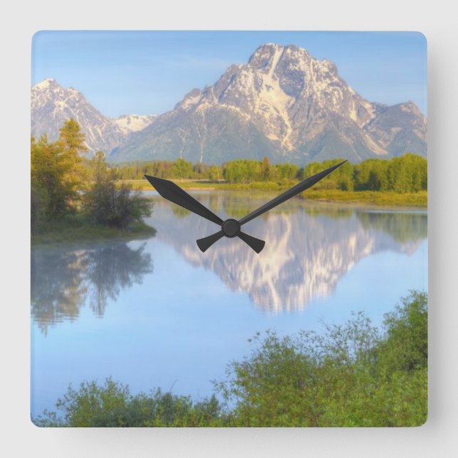Oxbow Bend Quadratische Wanduhr (Vorderseite)