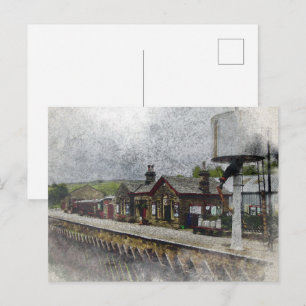 Oxenhope Station Heritage Railway Aquarell Postkarte