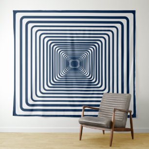 Oxford Blue Optical Illusion Tapestry - Anpassen Wandteppich