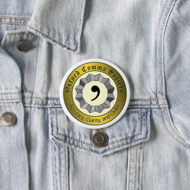 Oxford Comma Society Button (Beispiel)