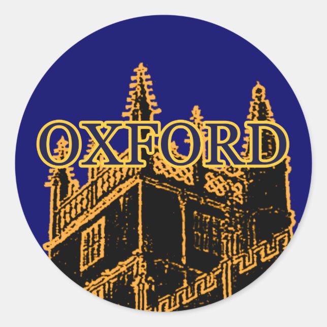 Oxford England 1986 Gebäude Spirals Gold Runder Aufkleber (Vorderseite)