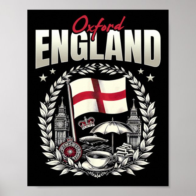 Oxford England Flag Souvenir Oxford Vacation  Poster (Vorne)