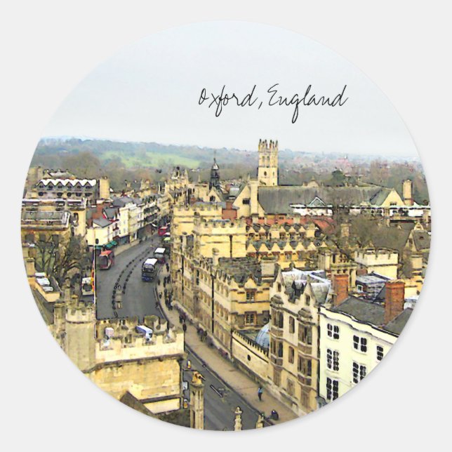 Oxford, England, High St View Runder Aufkleber (Vorderseite)