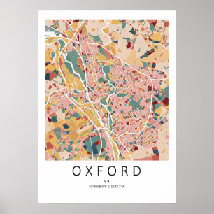 Oxford England Stadtplan Poster Moderne Stadt Wa