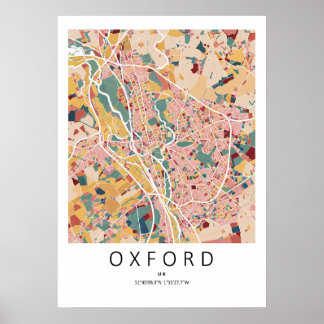 Oxford England Stadtplan Poster | Moderne Stadt Wa