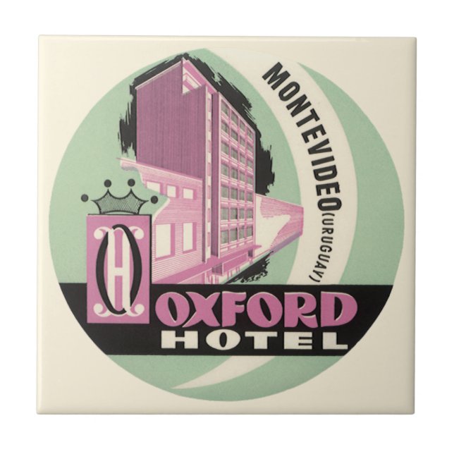 Oxford Hotel, Montevideo, Uruguay, Vintage Travel Fliese (Vorderseite)