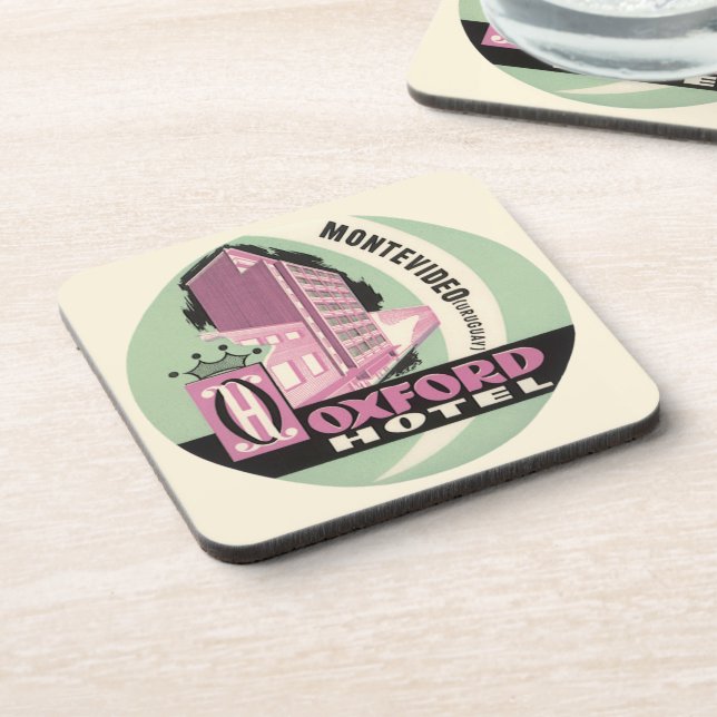 Oxford Hotel, Montevideo, Uruguay, Vintage Travel Getränkeuntersetzer (Linke Seite)