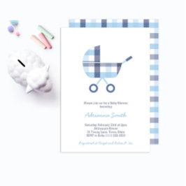 Oxford Karo Buggy Boy Baby Showroom Party Einladung