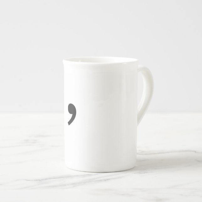 Oxford-Komma-Kaffeetasse Prozellantasse (Vorderseite Rechts)
