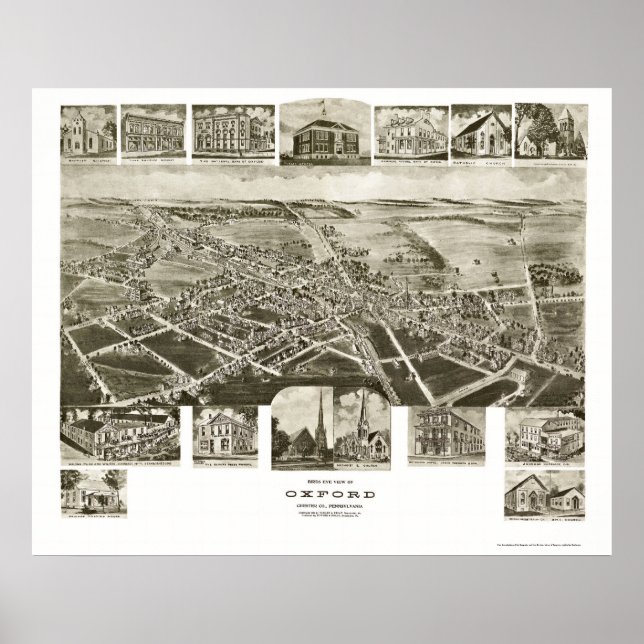 Oxford, PA Panoramic Map - 1907 Poster (Vorne)