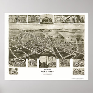 Oxford, panoramische Karte PAs - 1907 Poster
