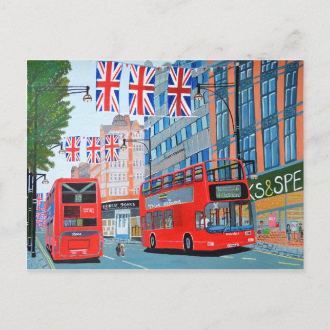 Oxford Street - Queen's Diamond Jubilee Postkarte (Vorderseite)
