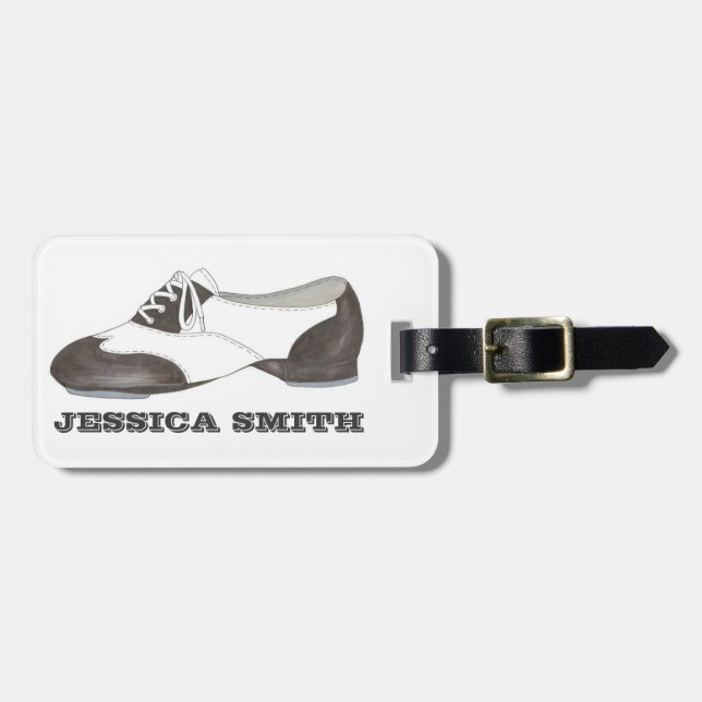 Oxford Tapdance Dance Shoe - Schwarzweiß-Stich Gepäckanhänger (Vorderseite horizontal)