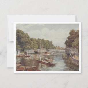 Oxford UK College Barges Folly Bridge 1910er Jahre Postkarte