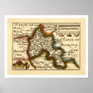 Oxfordshire Landkreis England Alte antike Karte Poster