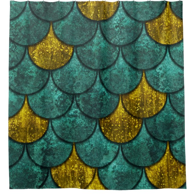 Oxide Metallic: Fischskalen Textur Duschvorhang (Vorderseite)