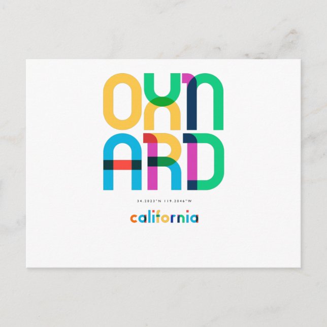 Oxnard California Mitte Jahrhundert, Pop Art, Postkarte (Vorderseite)