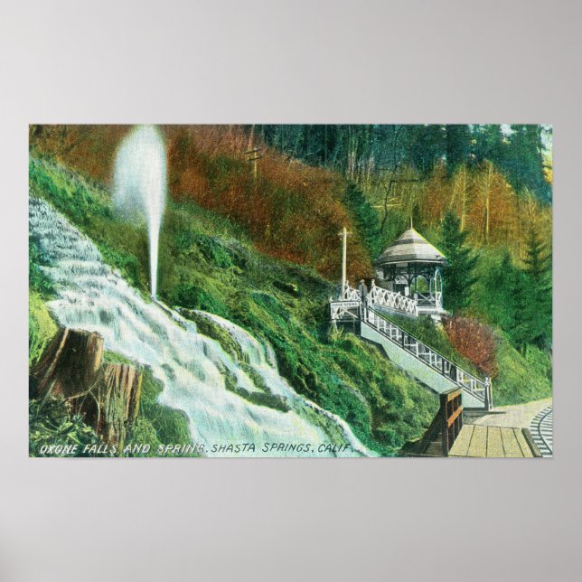 Oxone Falls and Spring ViewShasta Springs, CA Poster (Vorne)