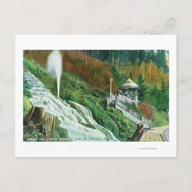 Oxone Falls and Spring ViewShasta Springs, CA Postkarte (Vorderseite)