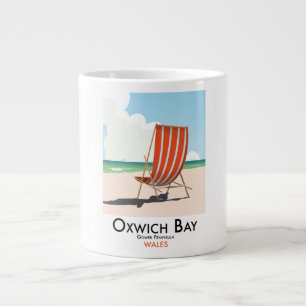 Oxwich Bay Gower Halbinsel Vintage-Reiseposter. Jumbo-Tasse