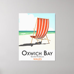 Oxwich Bay Gower Peninsula Vintage Reiseplakat. Leinwanddruck
