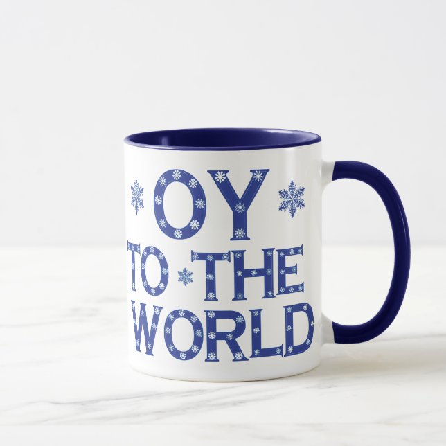 OY au monde Mug de vacances bleu et blanc (Droite)