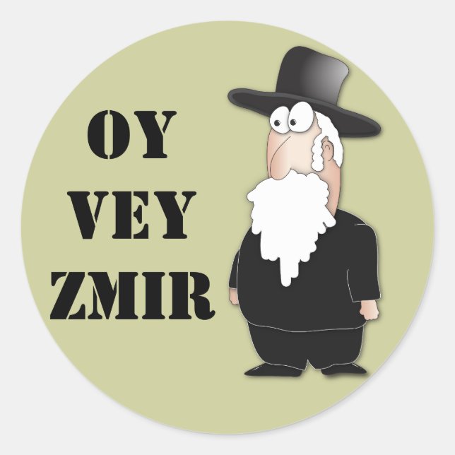 Oy Vey Funny Jewish rabbi - cooler Cartoon Runder Aufkleber (Vorderseite)