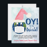 OY zur Welt! Funny Pandemic Christmas Hanukkah Feiertagskarte<br><div class="desc">Diese lustige Urlaubskarte drückt aus, was wir alle dieses Jahr Gefühl waren. Es zeigt ein niedliches Erdbild mit Weihnachtsmannmütze und Gesichtsmaske. Der Titel lautet "OY! to the World!" Es gibt Platz für eine kurze Note oder Gruß, die Hoffnung und beste Wünsche für bessere Tage, sowie Ihre Unterschrift ausdrücken. Niedlicher Weg,...</div>