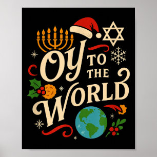 Oy zur Welt Lustiges Hanukkah Weihnachten Jüdische Poster