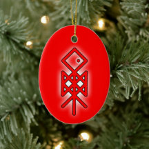 Oye Viking Bindrune Yule Ornement céramique Odin