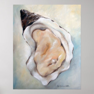 Oyste und Pearl Beach Seafood Art Poster