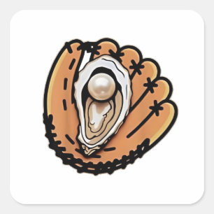Oyster Baseball Seafood Baseball Sport Lover Quadratischer Aufkleber