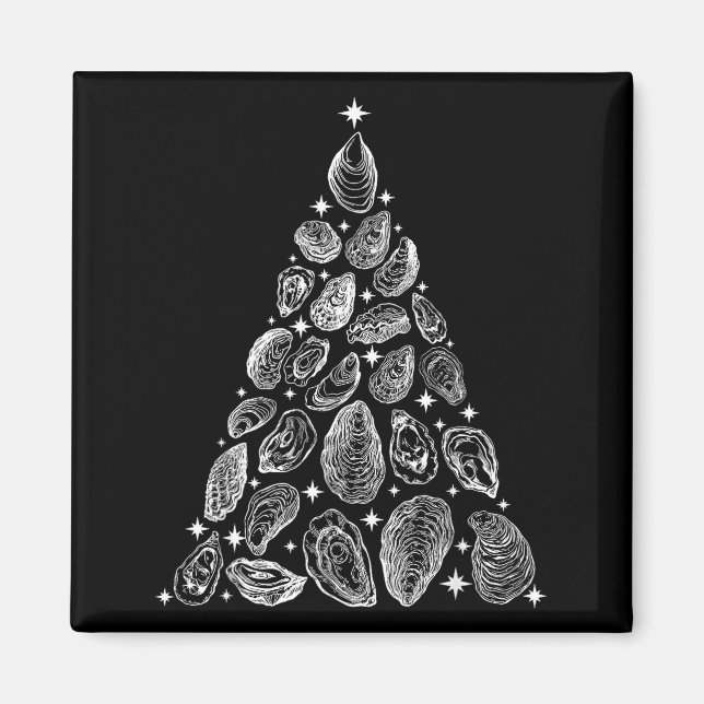 Oyster Christmas Tree Seafood Shellfish Holiday Be Magnet (Vorne)