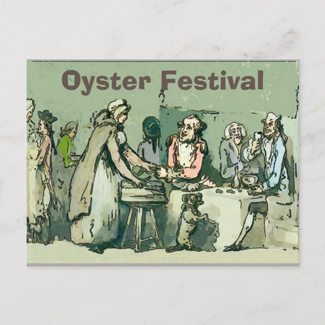 Oyster Fest, Vintages Mädchen mit Austern Postkarte (Vorderseite)