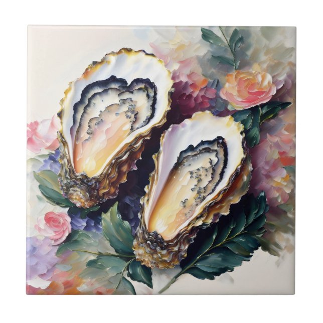 Oyster Floral Art Fliese (Vorderseite)