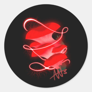 Oyster glühende Rot-Pilzsticker Runder Aufkleber