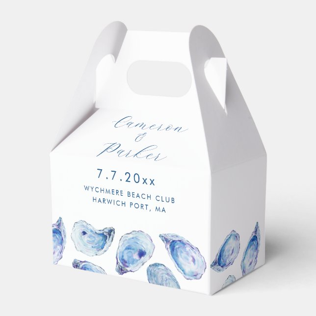 Oyster Muschel Blau und Weiß Hochzeit Geschenkschachtel (Vorderseite)