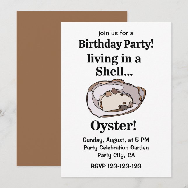 Oyster Muschel Funny Summer Birthday Party Einladung (Vorne/Hinten)