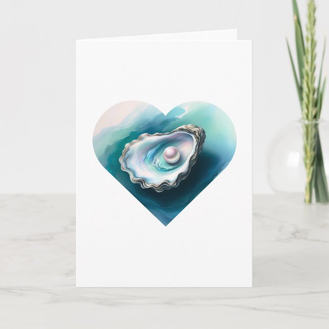 Oyster-Muschel Iridescent Pearl Blank Karte (Vorderseite)