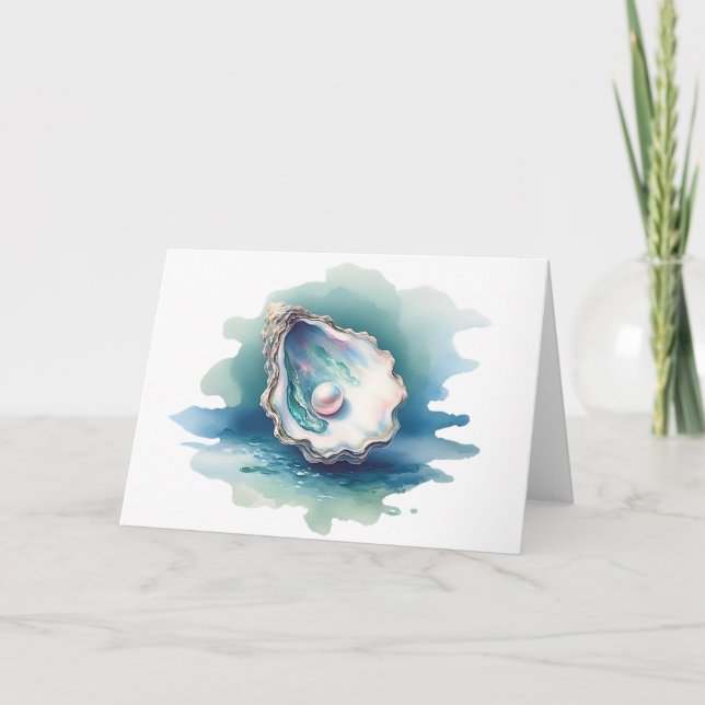 Oyster-Muschel mit Pearl Blank Gruß Karte (Vorderseite)