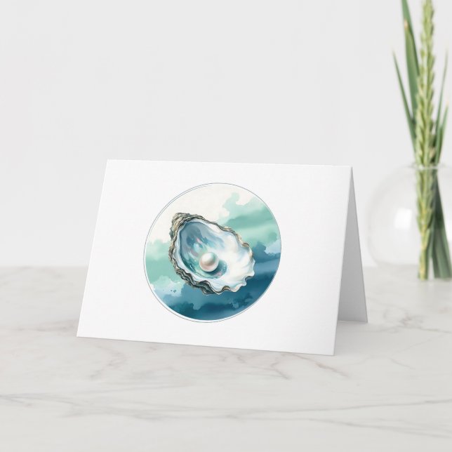 Oyster-Muschel und Pearl Blank Karte (Vorderseite)