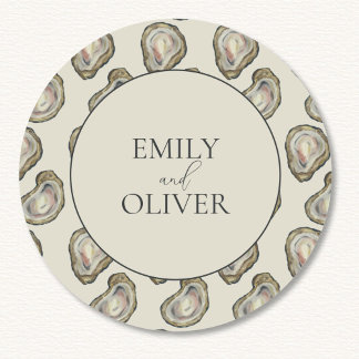 Oyster-Muscheln Hochzeit Runder Aufkleber