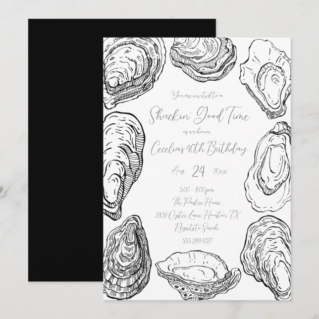 Oyster-Party Einladung (Vorne/Hinten)