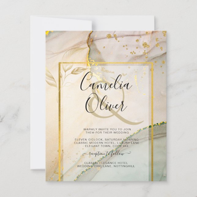 Oyster Pearl Gold WEDING Alkoholtink Abstrakt (Vorderseite)